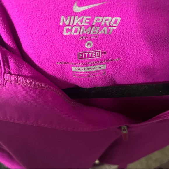 Nike Pro Combat Dri-Fit Pink Long Sleeve Fitted Top Size Medium - Picture 3 of 4